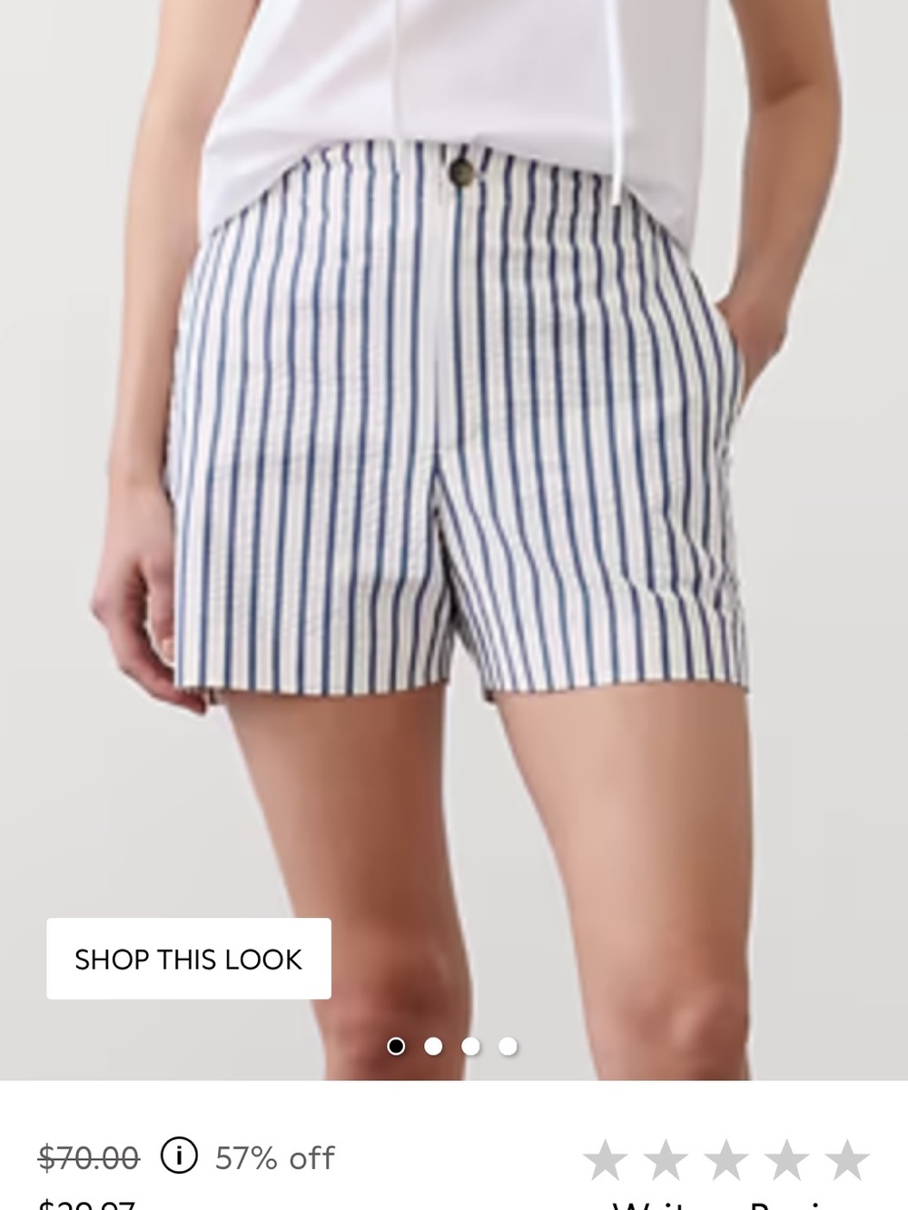 Banana Republic Factory Blue and White Striped Seersucker High-Waist Shorts